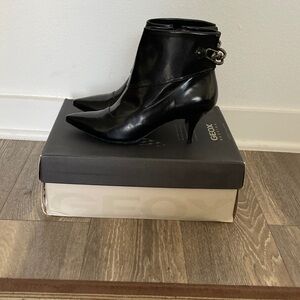 Geox Women's Shiny Black Heeled Boots